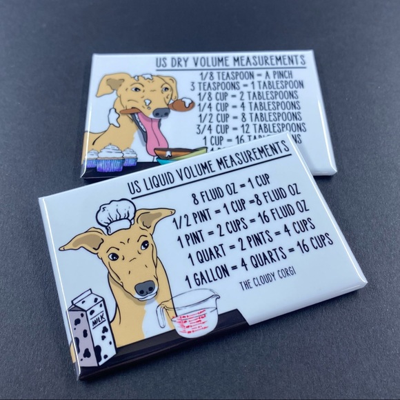 Fawn Greyhound Dog Measuring Chart Magnet Set Cooking Baking Guide - Picture 2 of 3